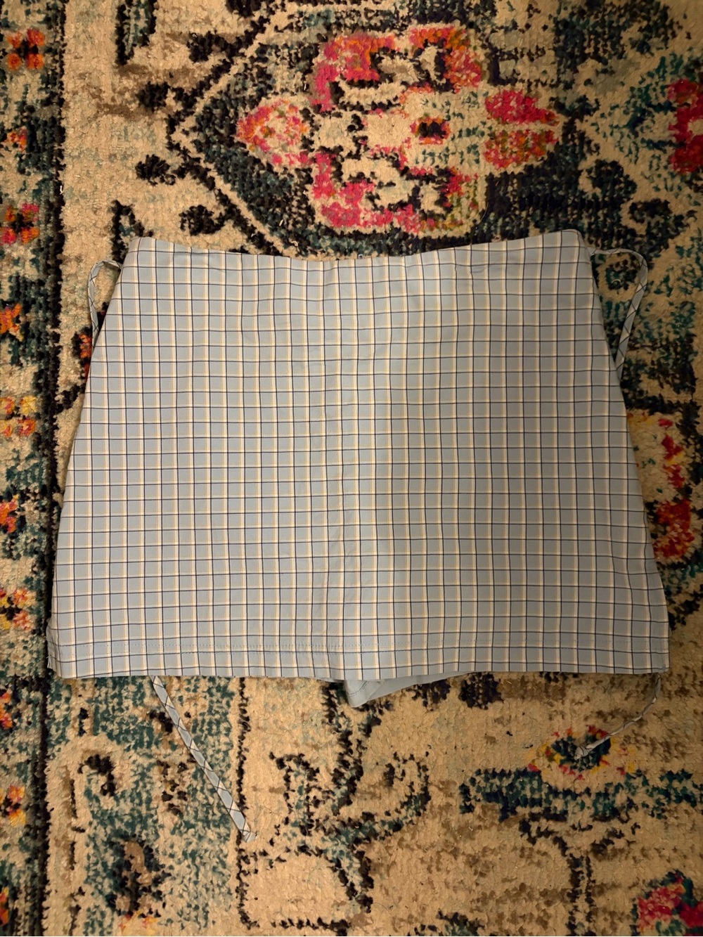 Y2K Tangents Blue and White Plaid Mini Skirt